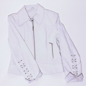 🐇 white vintage braided leather jacket 🐇